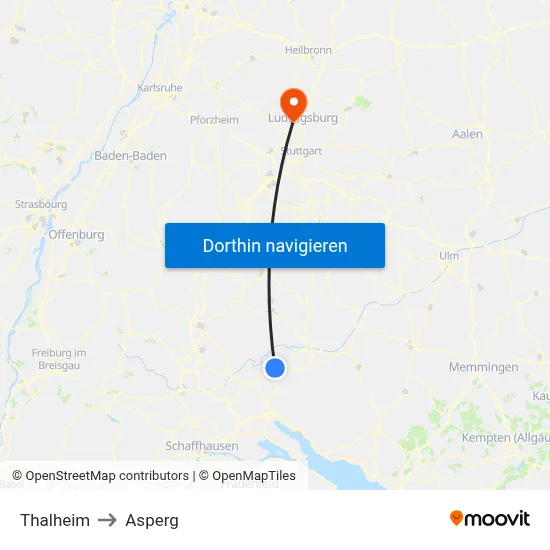 Thalheim to Asperg map