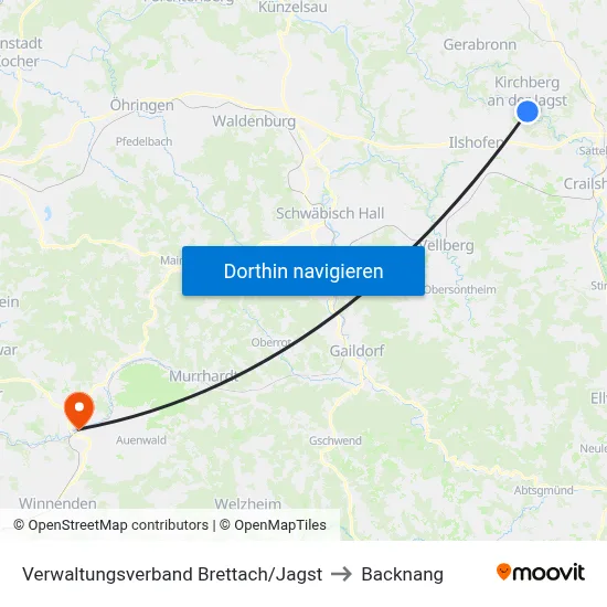 Verwaltungsverband Brettach/Jagst to Backnang map