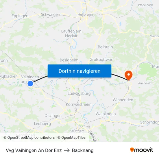 Vvg Vaihingen An Der Enz to Backnang map