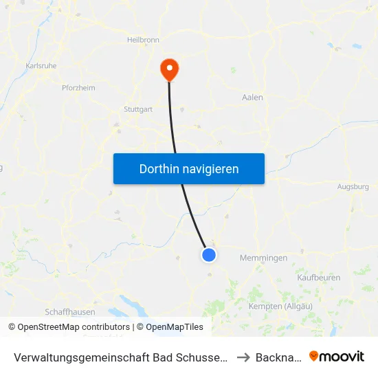 Verwaltungsgemeinschaft Bad Schussenried to Backnang map