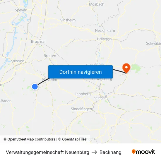 Verwaltungsgemeinschaft Neuenbürg to Backnang map