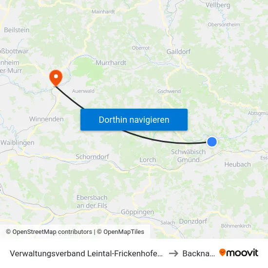 Verwaltungsverband Leintal-Frickenhofer Höhe to Backnang map