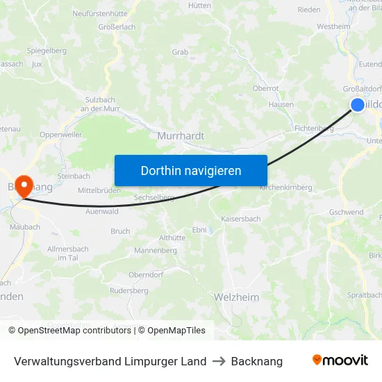 Verwaltungsverband Limpurger Land to Backnang map
