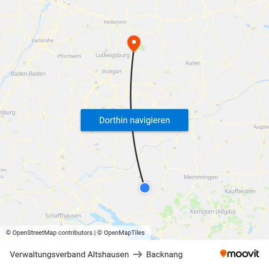 Verwaltungsverband Altshausen to Backnang map