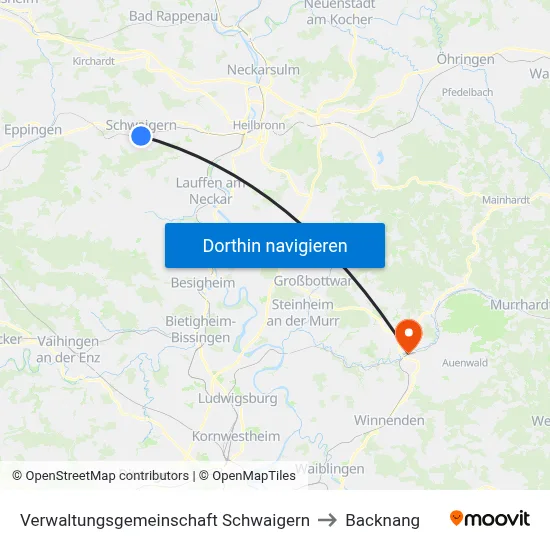 Verwaltungsgemeinschaft Schwaigern to Backnang map