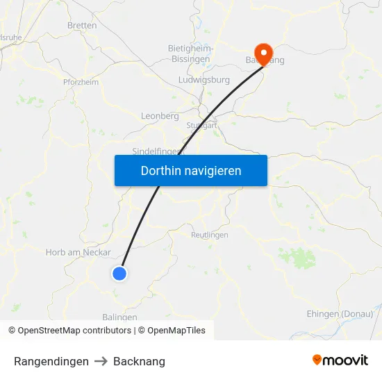 Rangendingen to Backnang map