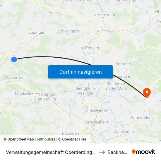 Verwaltungsgemeinschaft Oberderdingen to Backnang map
