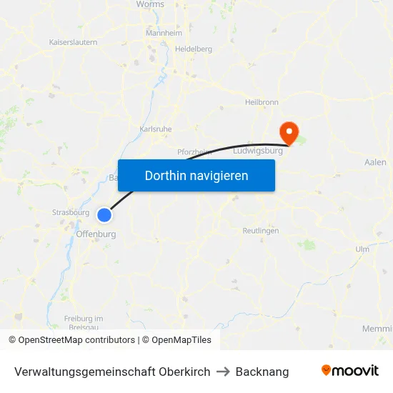Verwaltungsgemeinschaft Oberkirch to Backnang map