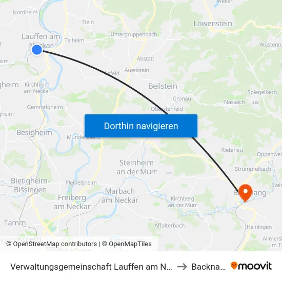 Verwaltungsgemeinschaft Lauffen am Neckar to Backnang map
