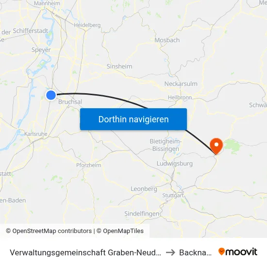 Verwaltungsgemeinschaft Graben-Neudorf to Backnang map