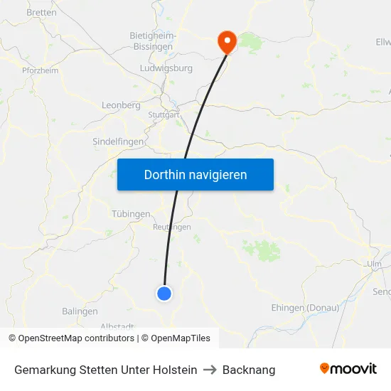 Gemarkung Stetten Unter Holstein to Backnang map