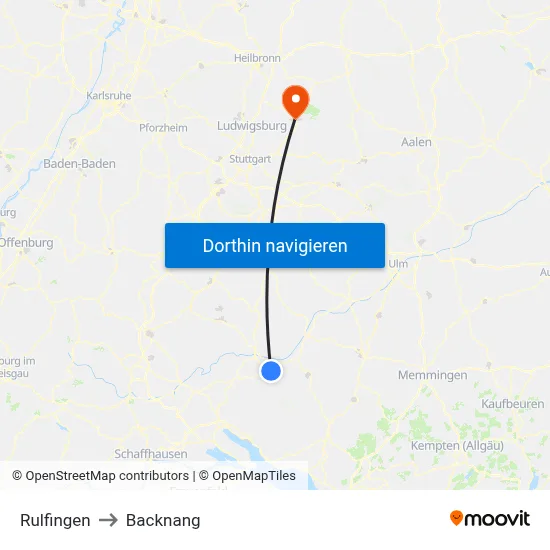 Rulfingen to Backnang map