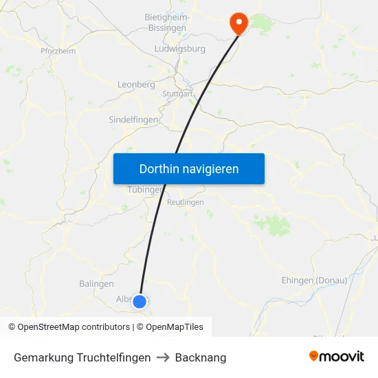 Gemarkung Truchtelfingen to Backnang map