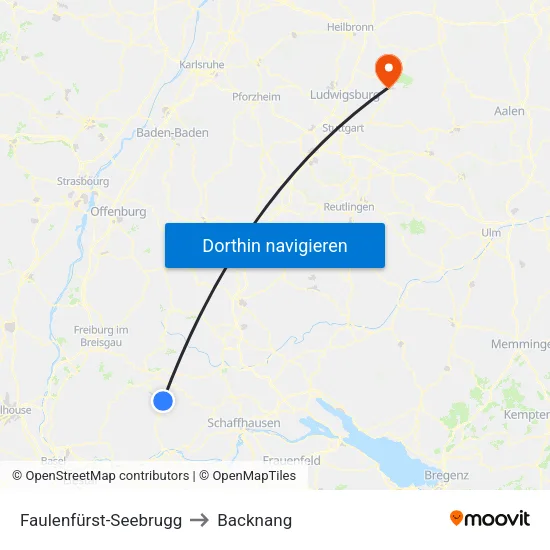 Faulenfürst-Seebrugg to Backnang map