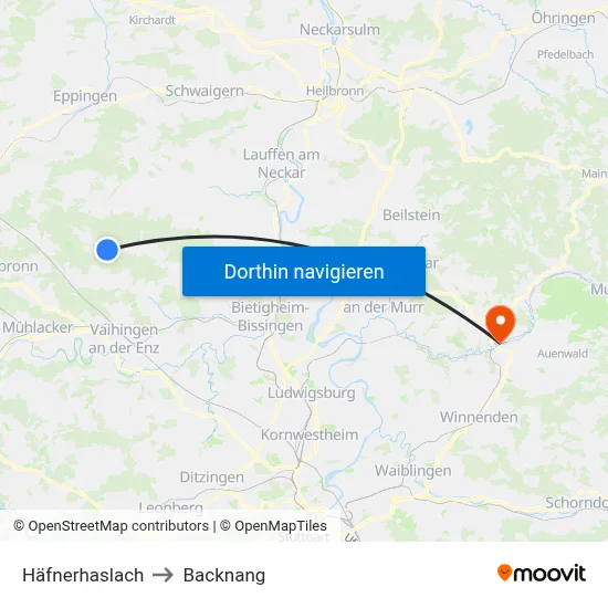 Häfnerhaslach to Backnang map