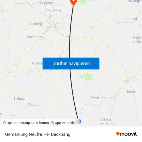 Gemarkung Neufra to Backnang map