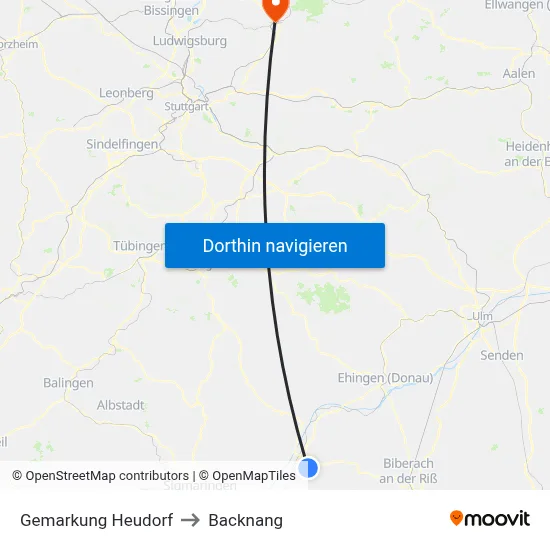 Gemarkung Heudorf to Backnang map