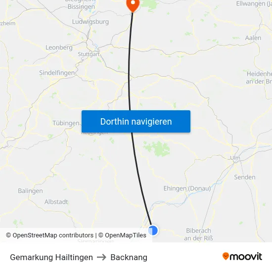 Gemarkung Hailtingen to Backnang map
