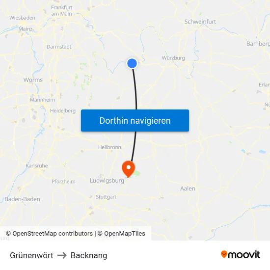 Grünenwört to Backnang map