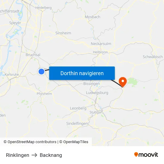 Rinklingen to Backnang map