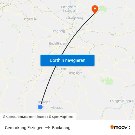 Gemarkung Erzingen to Backnang map