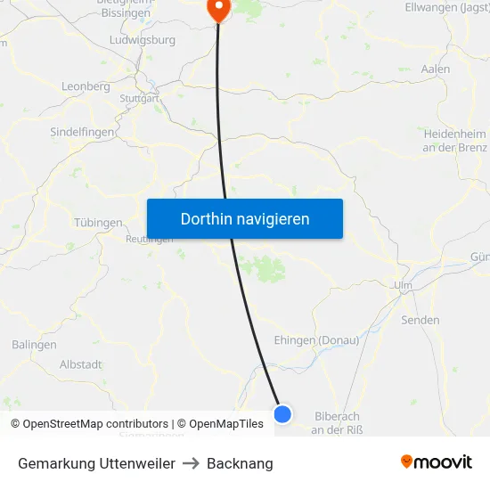 Gemarkung Uttenweiler to Backnang map