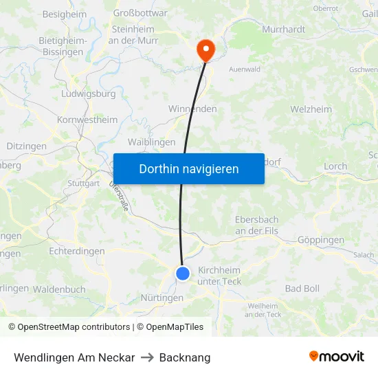Wendlingen Am Neckar to Backnang map