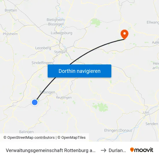 Verwaltungsgemeinschaft Rottenburg am Neckar to Durlangen map