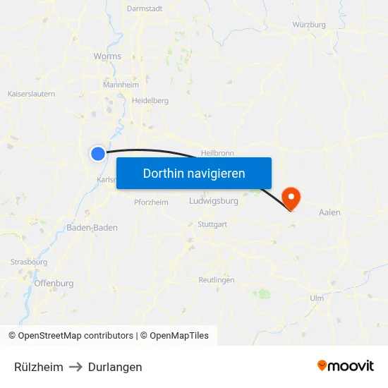 Rülzheim to Durlangen map