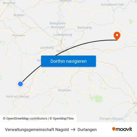 Verwaltungsgemeinschaft Nagold to Durlangen map