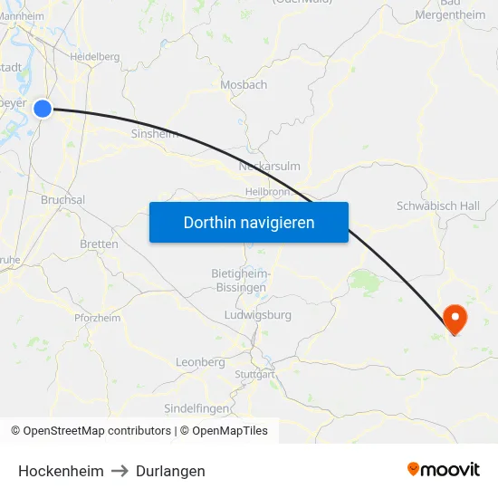 Hockenheim to Durlangen map