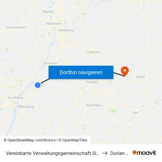 Vereinbarte Verwaltungsgemeinschaft Sinzheim to Durlangen map