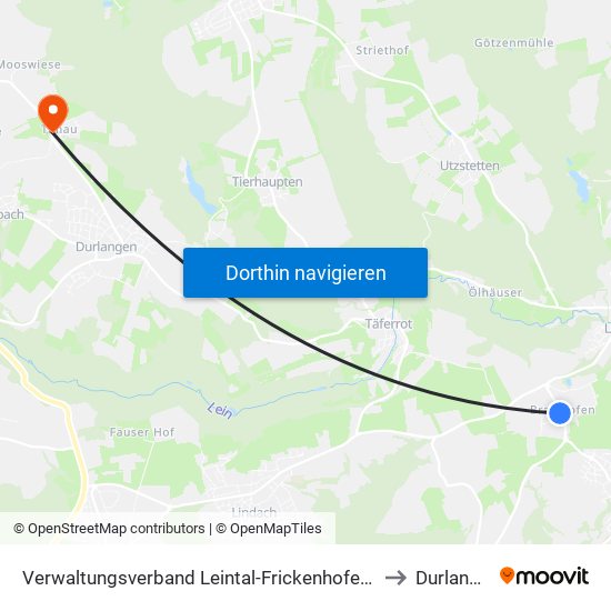 Verwaltungsverband Leintal-Frickenhofer Höhe to Durlangen map