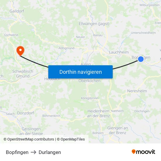 Bopfingen to Durlangen map