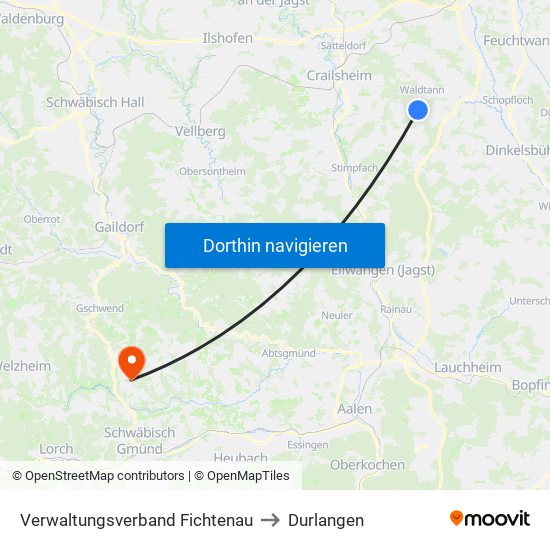 Verwaltungsverband Fichtenau to Durlangen map