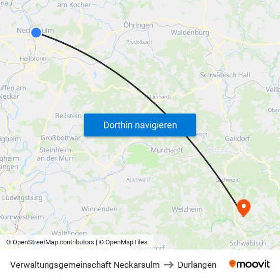 Verwaltungsgemeinschaft Neckarsulm to Durlangen map