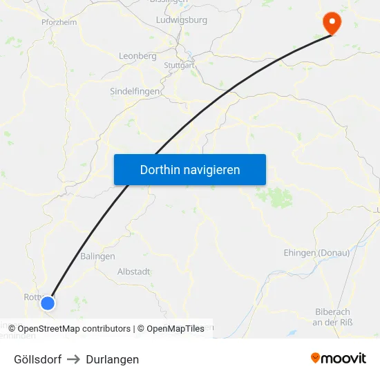Göllsdorf to Durlangen map