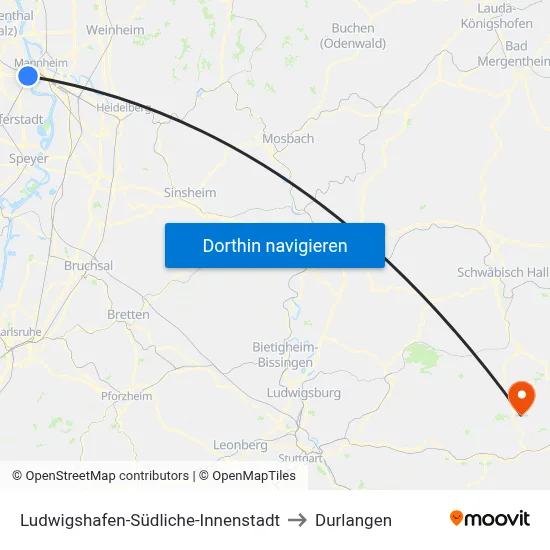 Ludwigshafen-Südliche-Innenstadt to Durlangen map