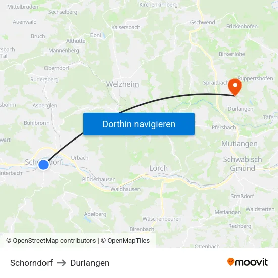 Schorndorf to Durlangen map
