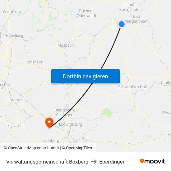 Verwaltungsgemeinschaft Boxberg to Eberdingen map