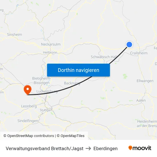 Verwaltungsverband Brettach/Jagst to Eberdingen map