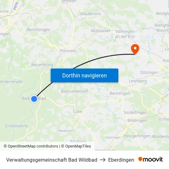 Verwaltungsgemeinschaft Bad Wildbad to Eberdingen map