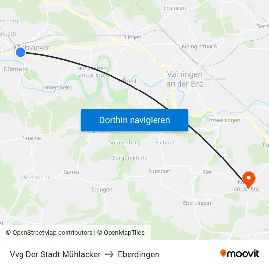 Vvg Der Stadt Mühlacker to Eberdingen map