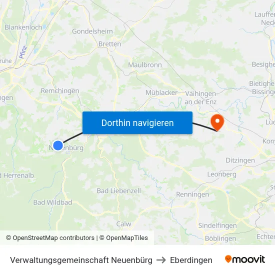 Verwaltungsgemeinschaft Neuenbürg to Eberdingen map