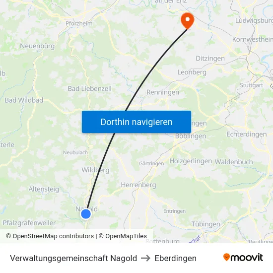Verwaltungsgemeinschaft Nagold to Eberdingen map