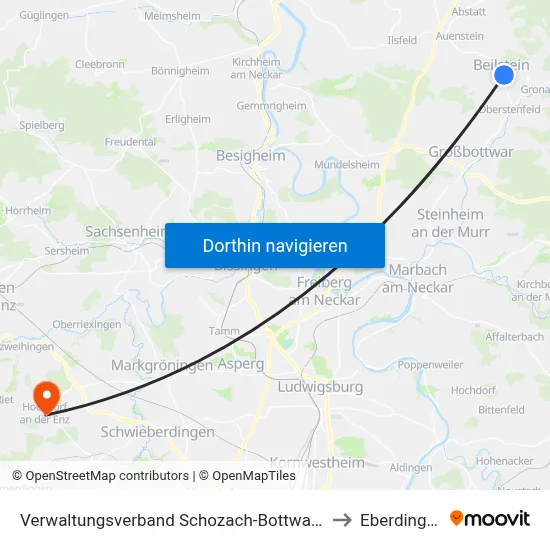 Verwaltungsverband Schozach-Bottwartal to Eberdingen map