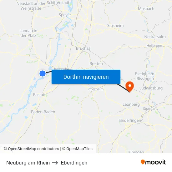Neuburg am Rhein to Eberdingen map