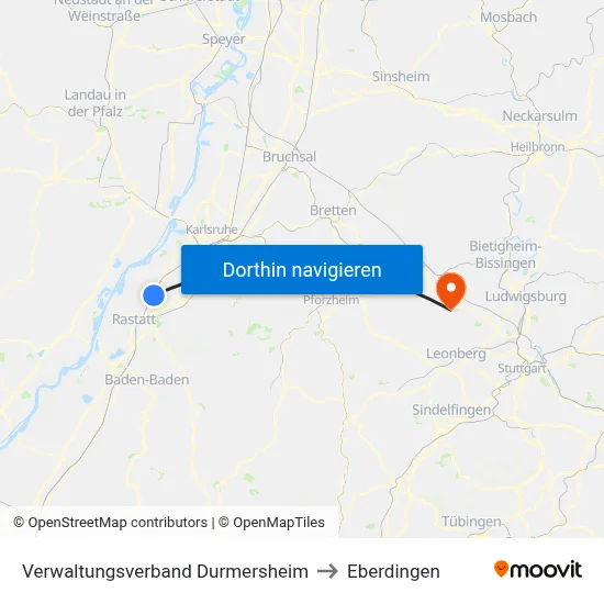 Verwaltungsverband Durmersheim to Eberdingen map