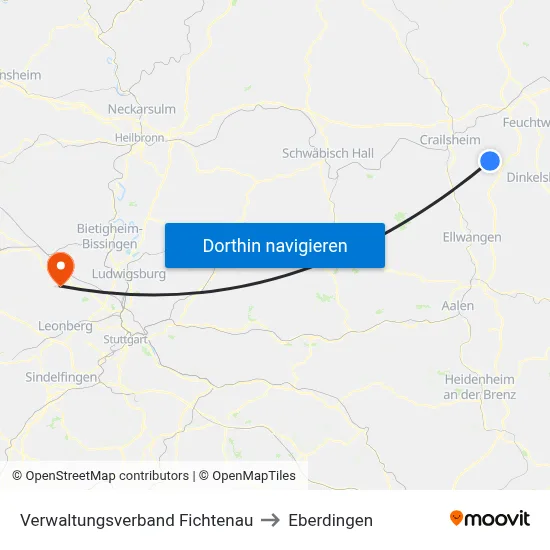Verwaltungsverband Fichtenau to Eberdingen map