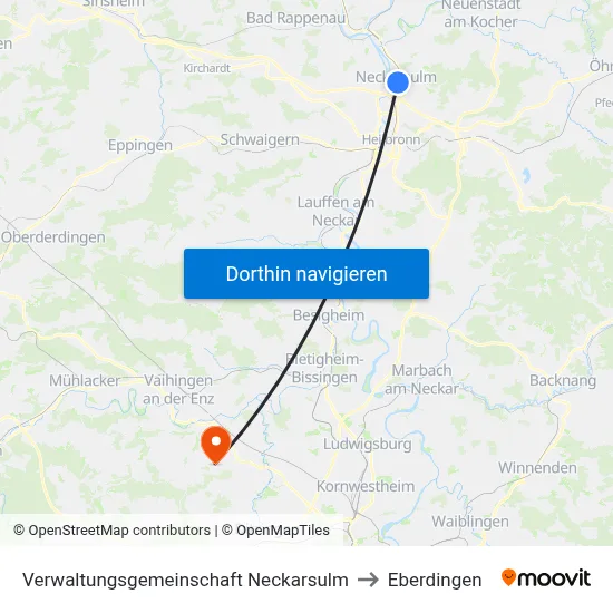 Verwaltungsgemeinschaft Neckarsulm to Eberdingen map